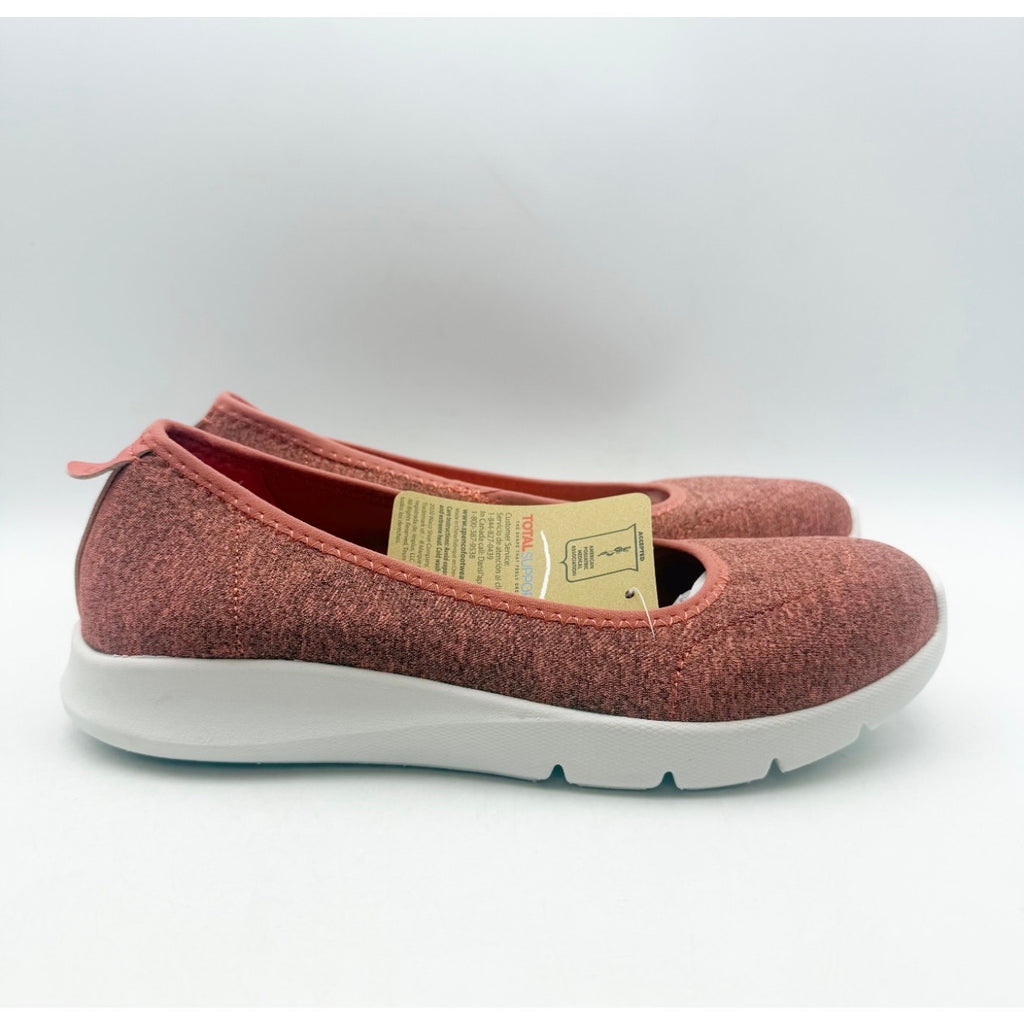 Spenco Womens Daily Stretch Jersey Slip-On Shoes Size 8 Red Terracotta NIB