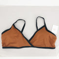 ANDIE Women's The Cove Bikini Top 3XL Tan Cinnamon Black Contrast V-Neck NWT