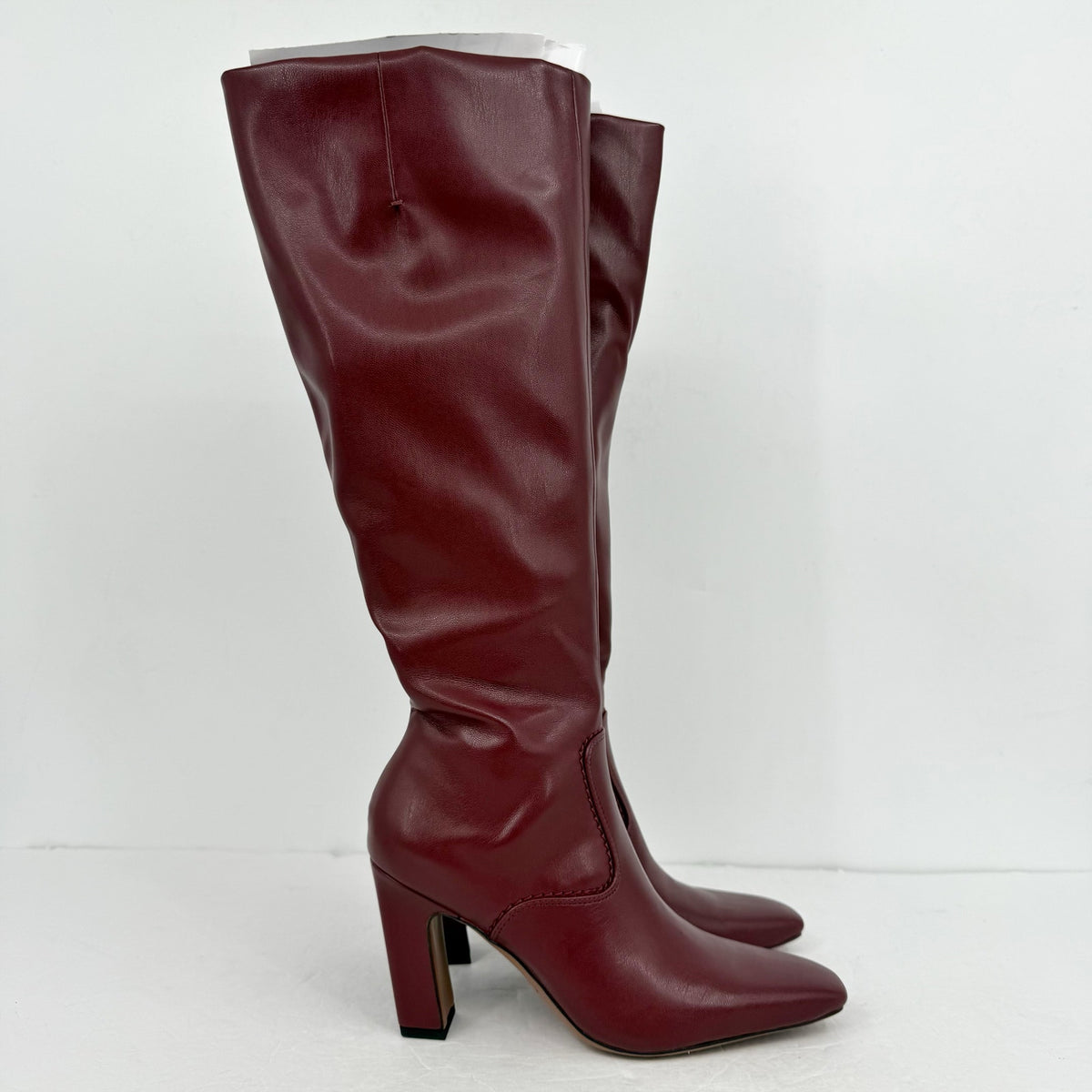 Franco Sarto Womens Bowman Knee High Boots Size 7.5 M Wide Calf Red Burgundy NIB