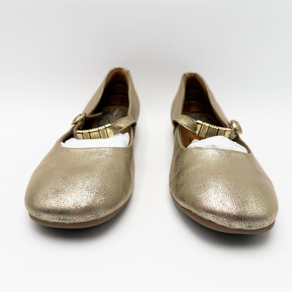 Eurosoft Womens Khloe Mary Jane Flats Size 6 Gold Metallic Buckle Strap NWOB