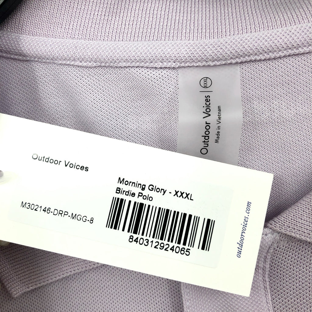 OUTDOOR VOICES Mens Birdie Polo Shirt 3XL Light Purple Lavender Short Sleeve NWT