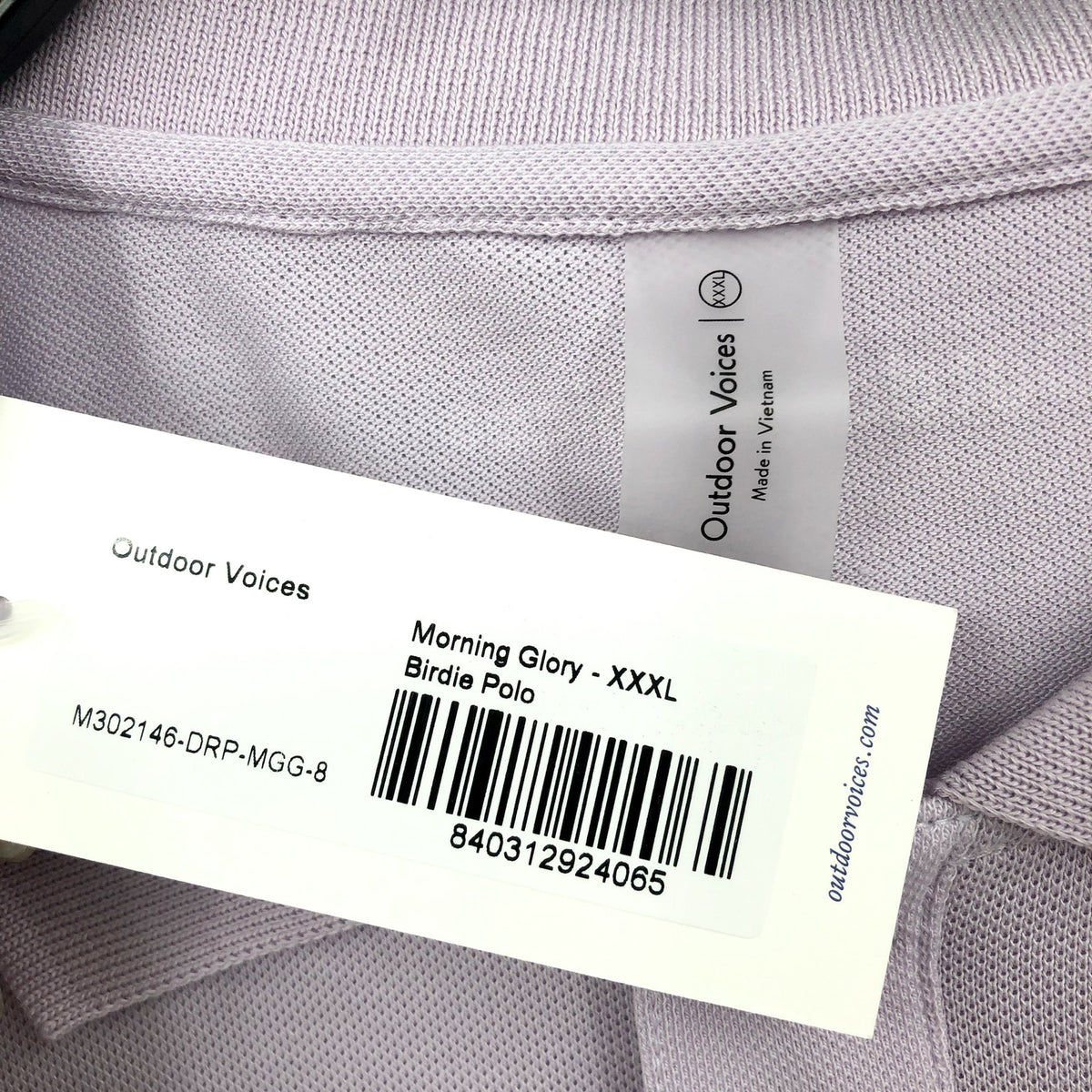 OUTDOOR VOICES Mens Birdie Polo Shirt 3XL Light Purple Lavender Short Sleeve NWT
