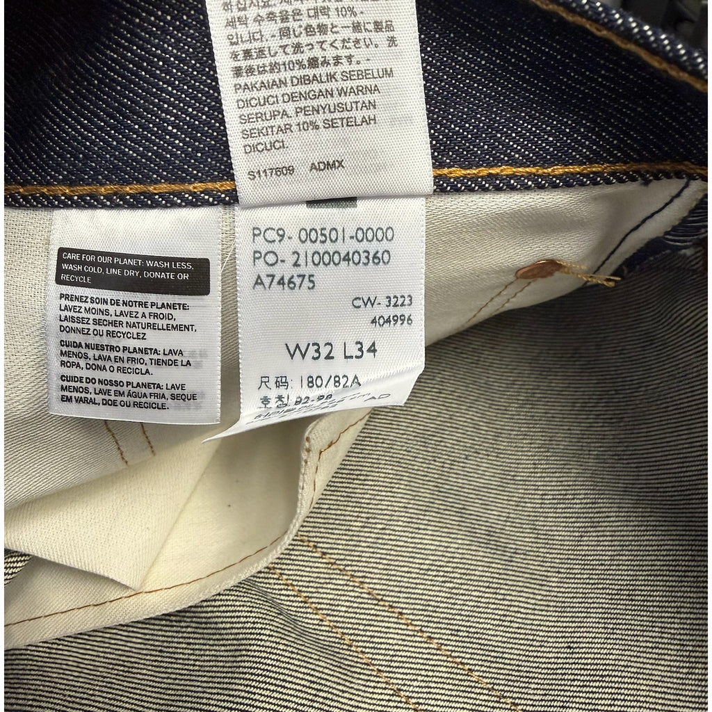 LEVI'S Men's 501 Original Shrink-to-fit Jeans 32x34 Dark Wash No Stretch NWT