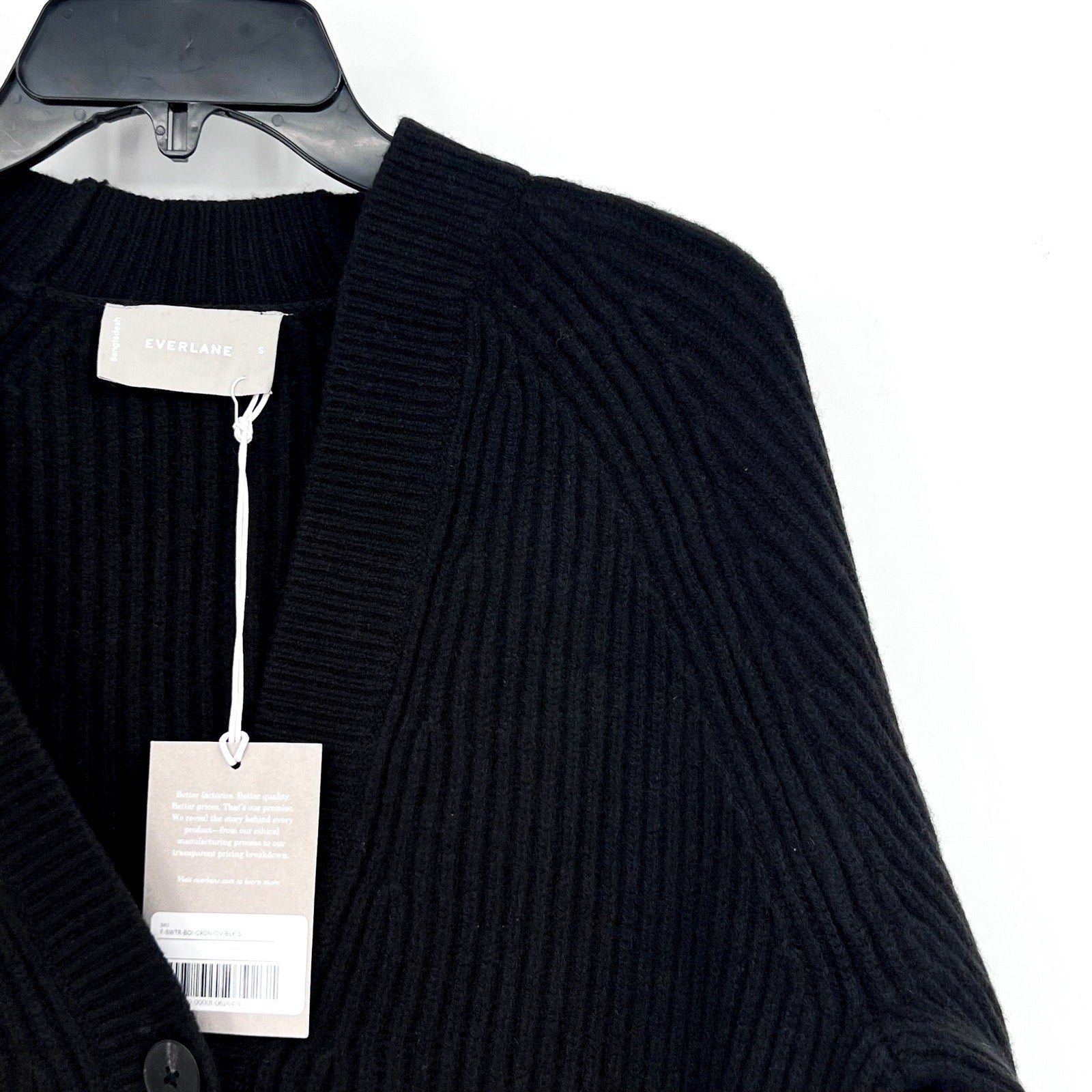EVERLANE Women's The Long Cocoon Cardigan Small Black 100% Wool Sweater NWT