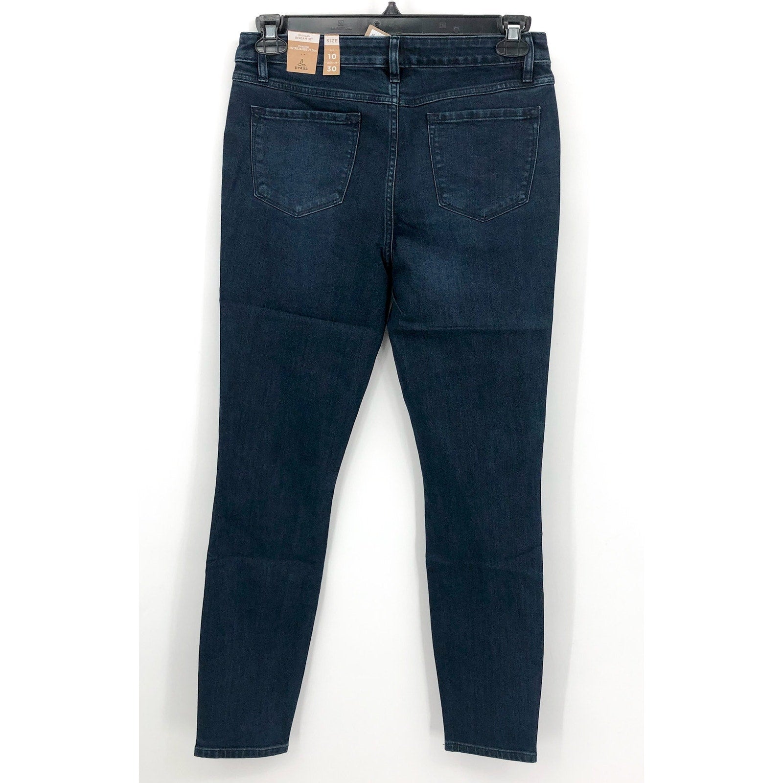 Prana Womens Sienna Skinny Jean 30x30 US 10 Deep Blue Stretch Denim Mid Rise NWT