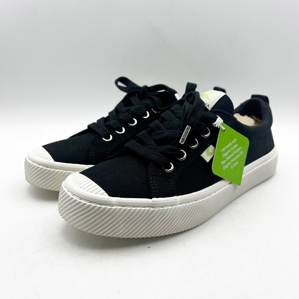 Cariuma Womens OCA Low Top Sneakers Size 6.5 Black Canvas Organic Cotton NIB