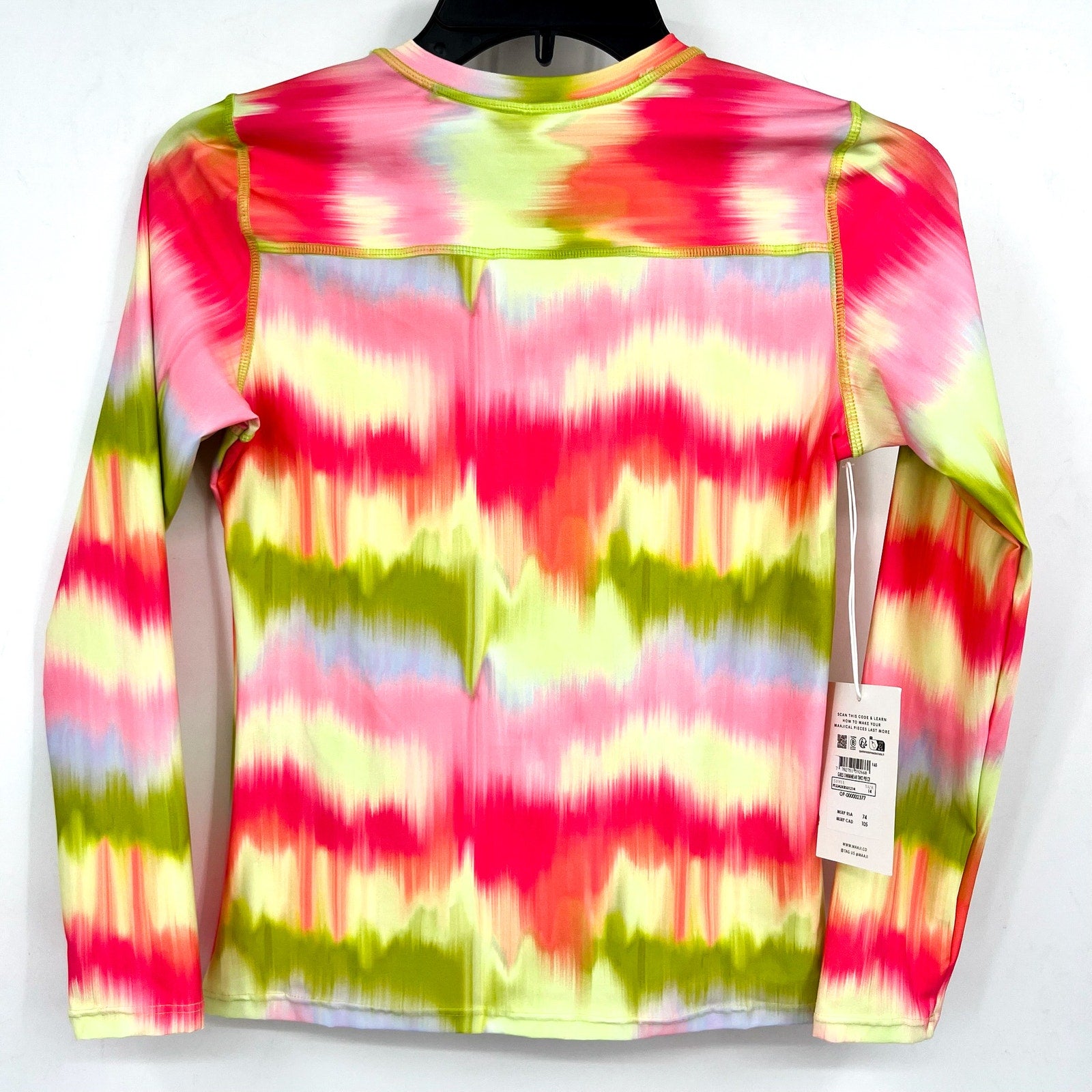 MAAJI Girl's Odyssey Rashguard Swimsuit Set Size 14 Green Pink Long Sleeve NWT