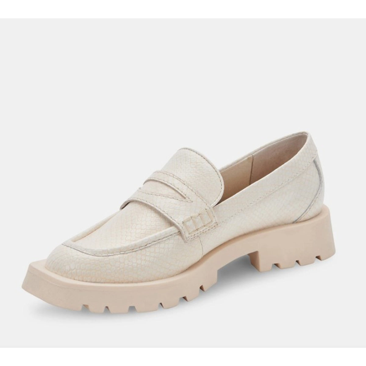 Dolce Vita Womens Elias Loafer Size 6.5 White Ivory Embossed Leather NWOB