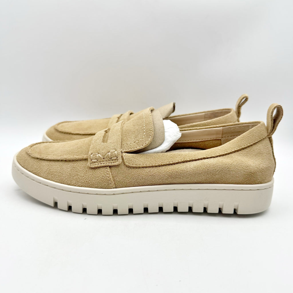 VIONIC Womens Uptown Loafers Size 7 Wide Sand Tan Suede Slip On NIB