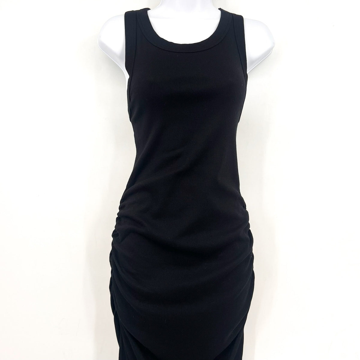 MICHAEL STARS Women's Wren Ribbed Midi Dress Large Black Stretch Sleeveless NWT