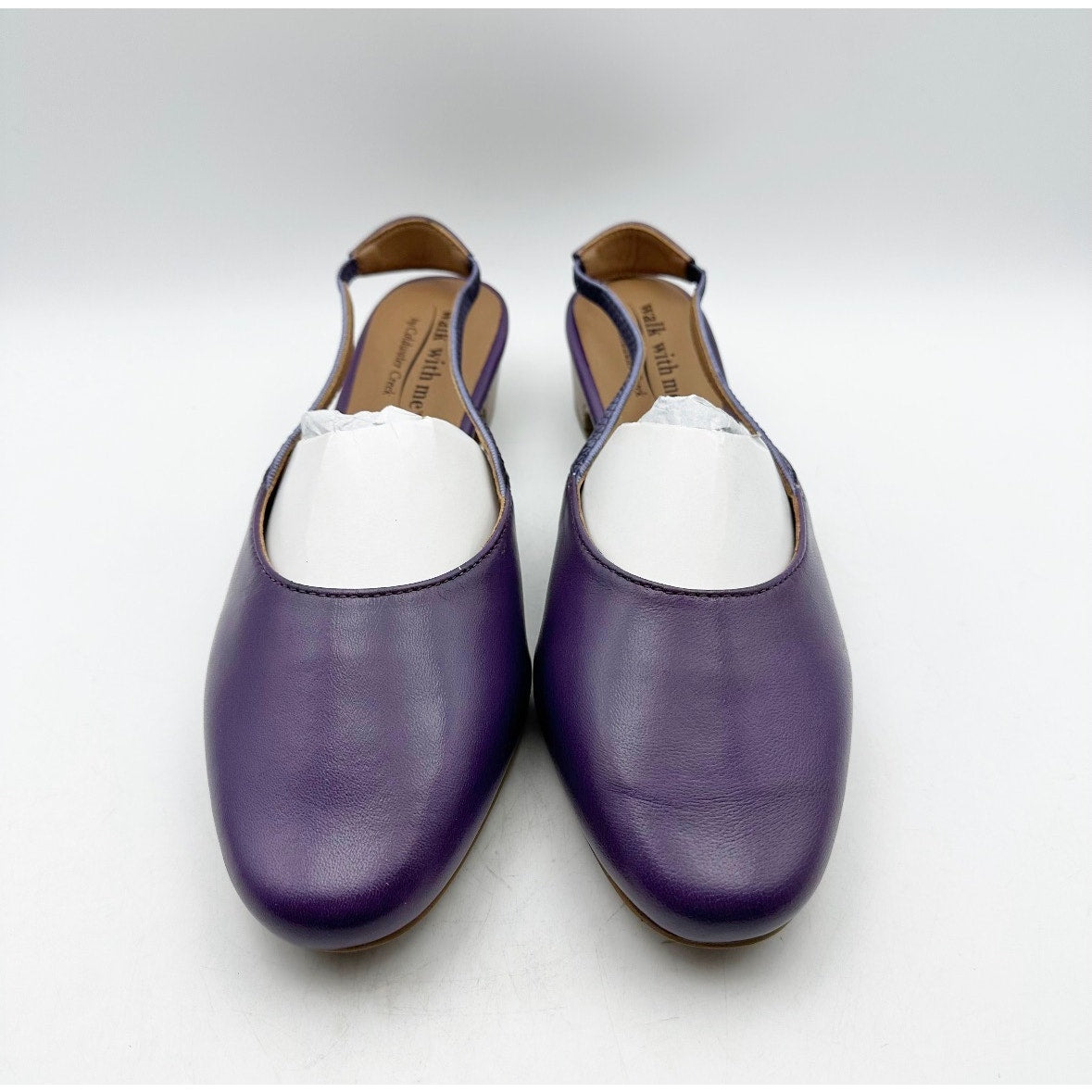 Coldwater Creek Womens Josie 2 Slingback Heels Size 9.5 Wide Purple Leather NIB