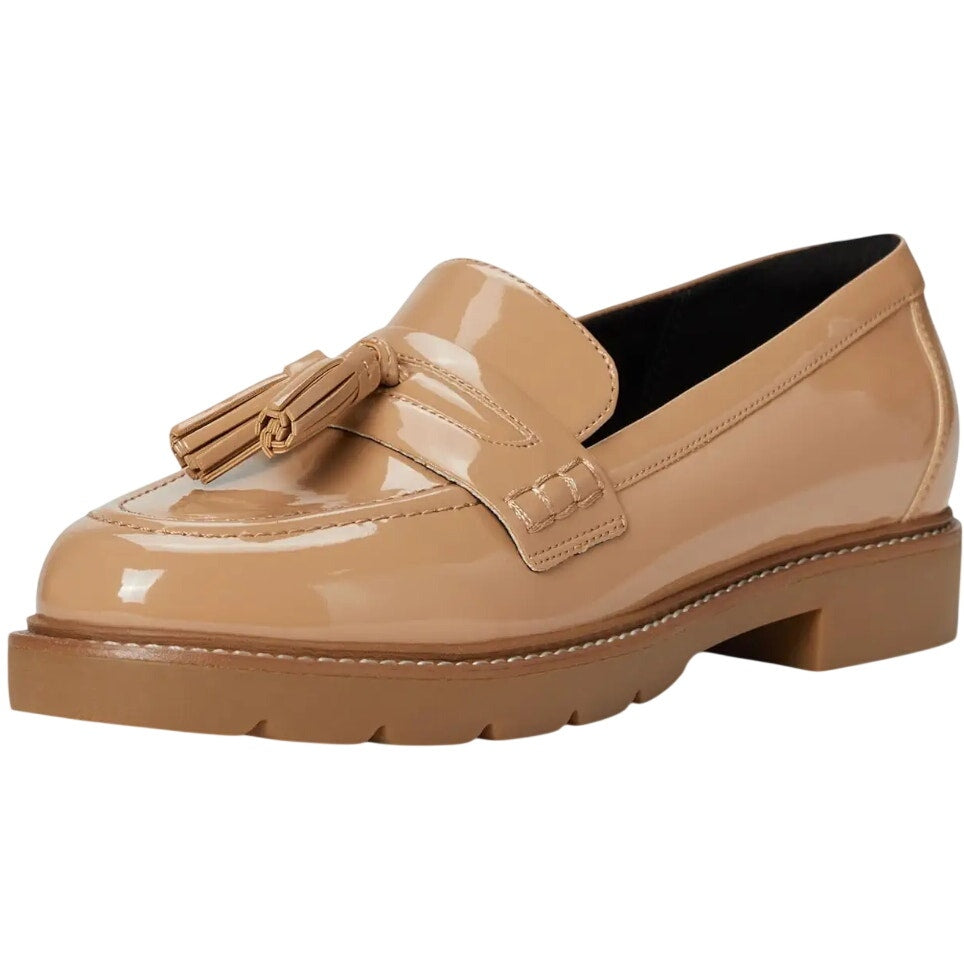 Rockport Womens Kiara Loafers US 9.5 M Tan Natural Vegan Patent Leather NWOB
