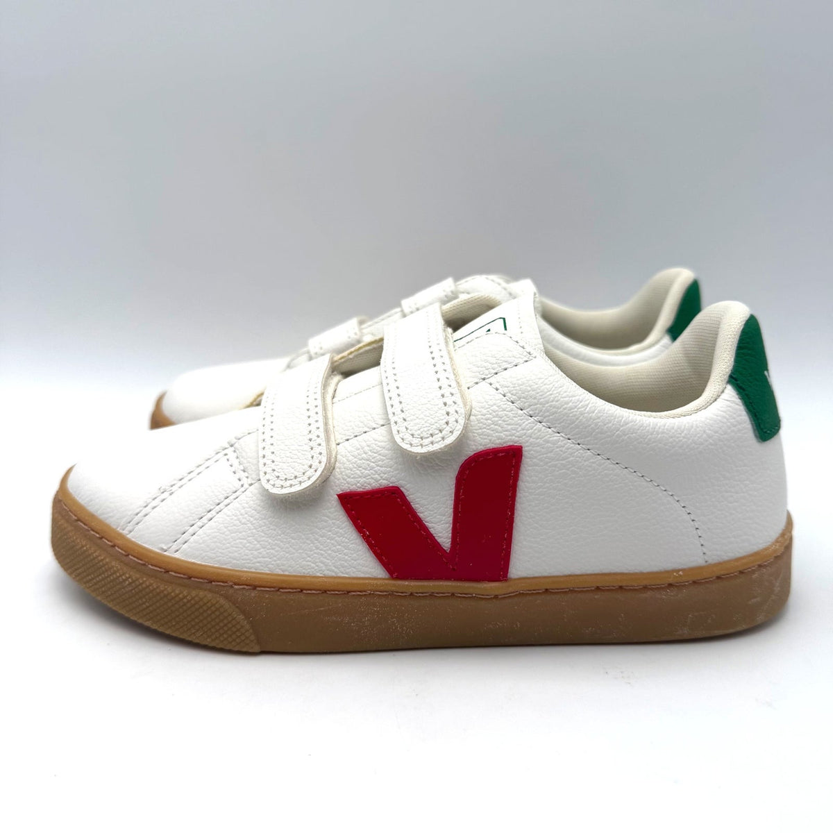 Veja Kids Small Esplar Double Strap Sneakers Size 2 EU 33 White Red Green NWOB