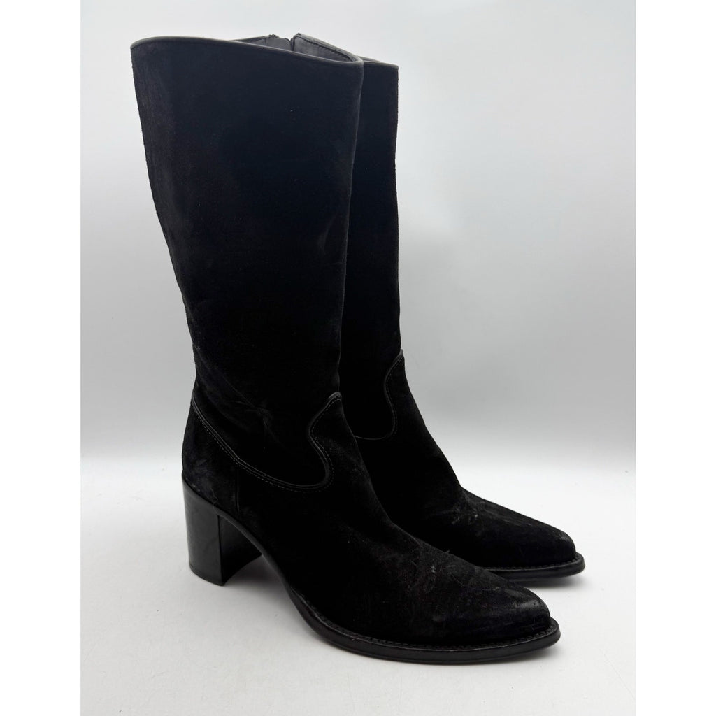RE/DONE Womens 90s Western Knee High Boots EU 40 US 10 Black Suede EUC