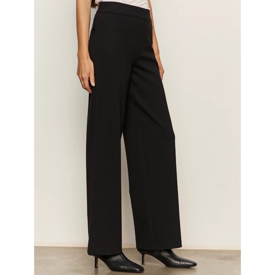 SANCTUARY Womens Runway Ponte Pants XL US 12 Black Pull-On Wide Leg Trouser NWT