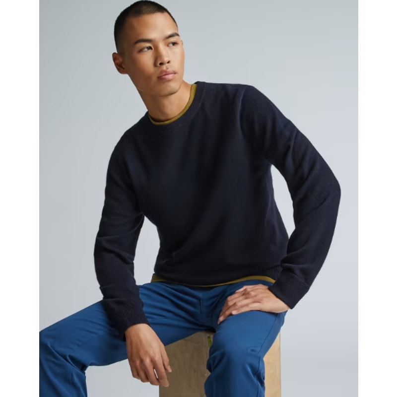 Everlane Mens Grade-A Cashmere Crew Sweater Large Dark Navy Blue NWT