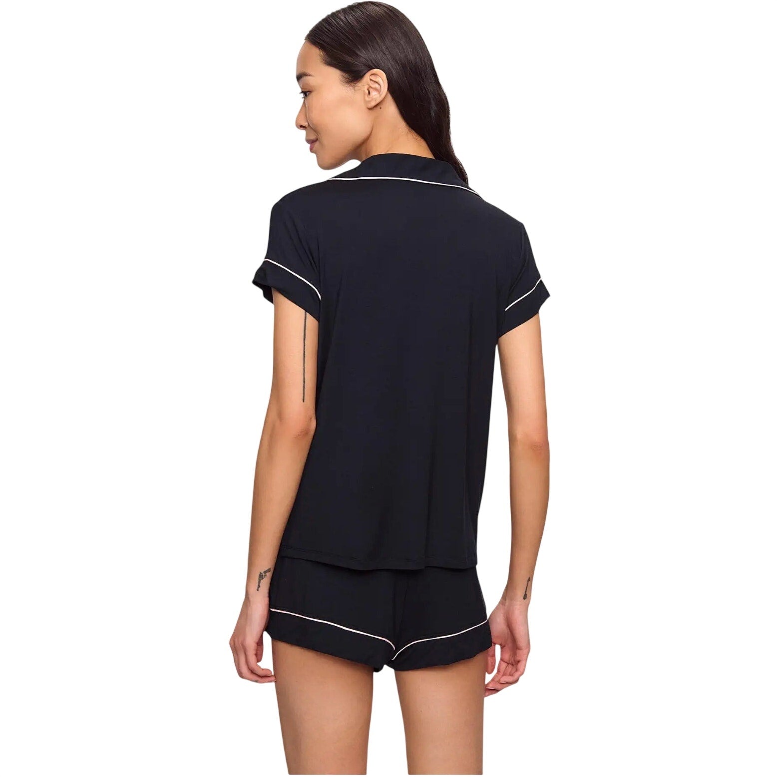 EBERJEY Gisele Short PJ Set Medium Black Pink Sorbet TENCEL Modal NWT