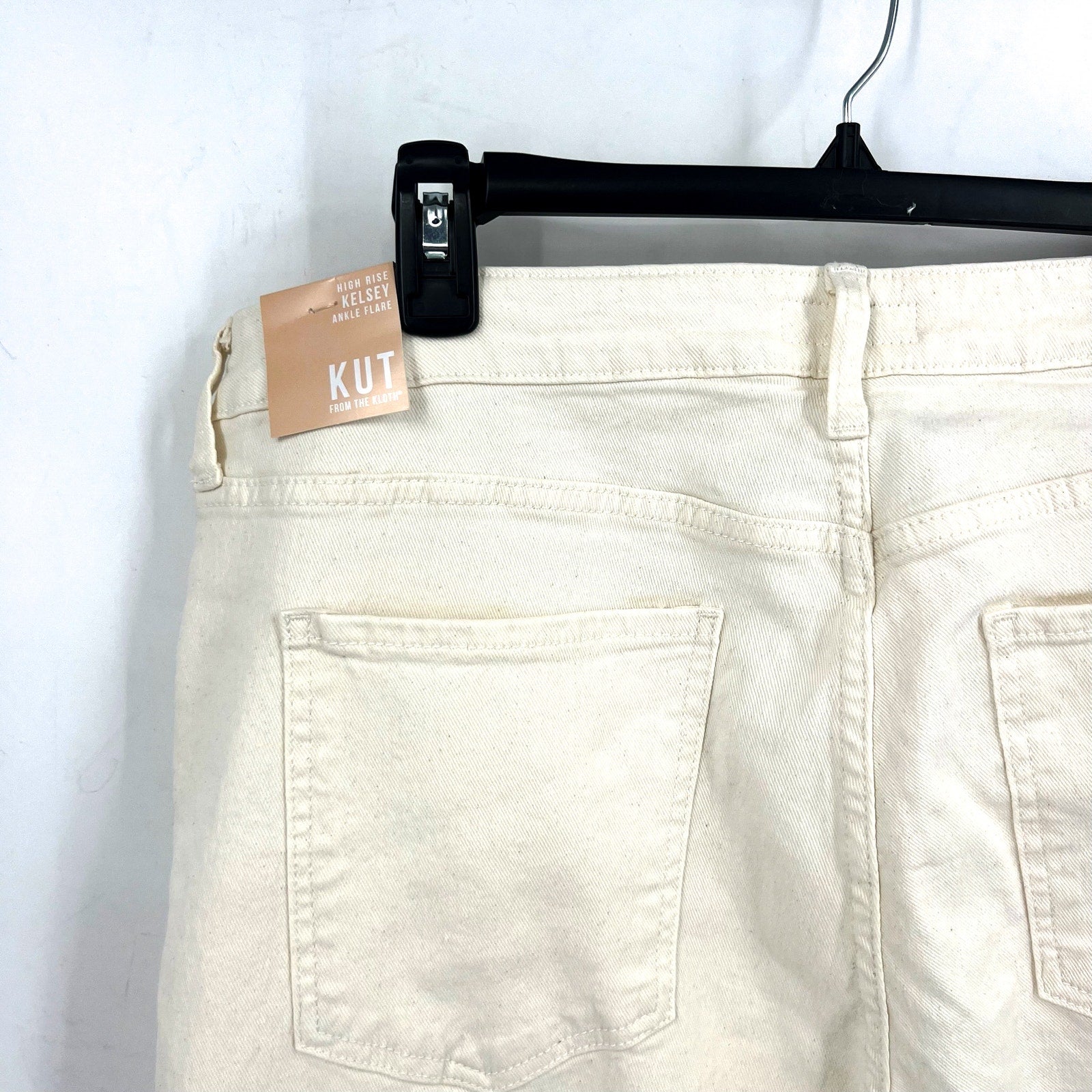 KUT FROM THE KLOTH Kelsey Ankle Flare Jeans Size US 16 Ecru Cream Denim NWT