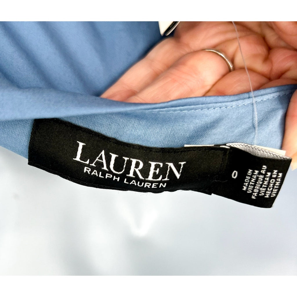 LAUREN RALPH LAUREN Tie-Front Tiered Midi Dress Size 0 Blue Sundress Tank NWT