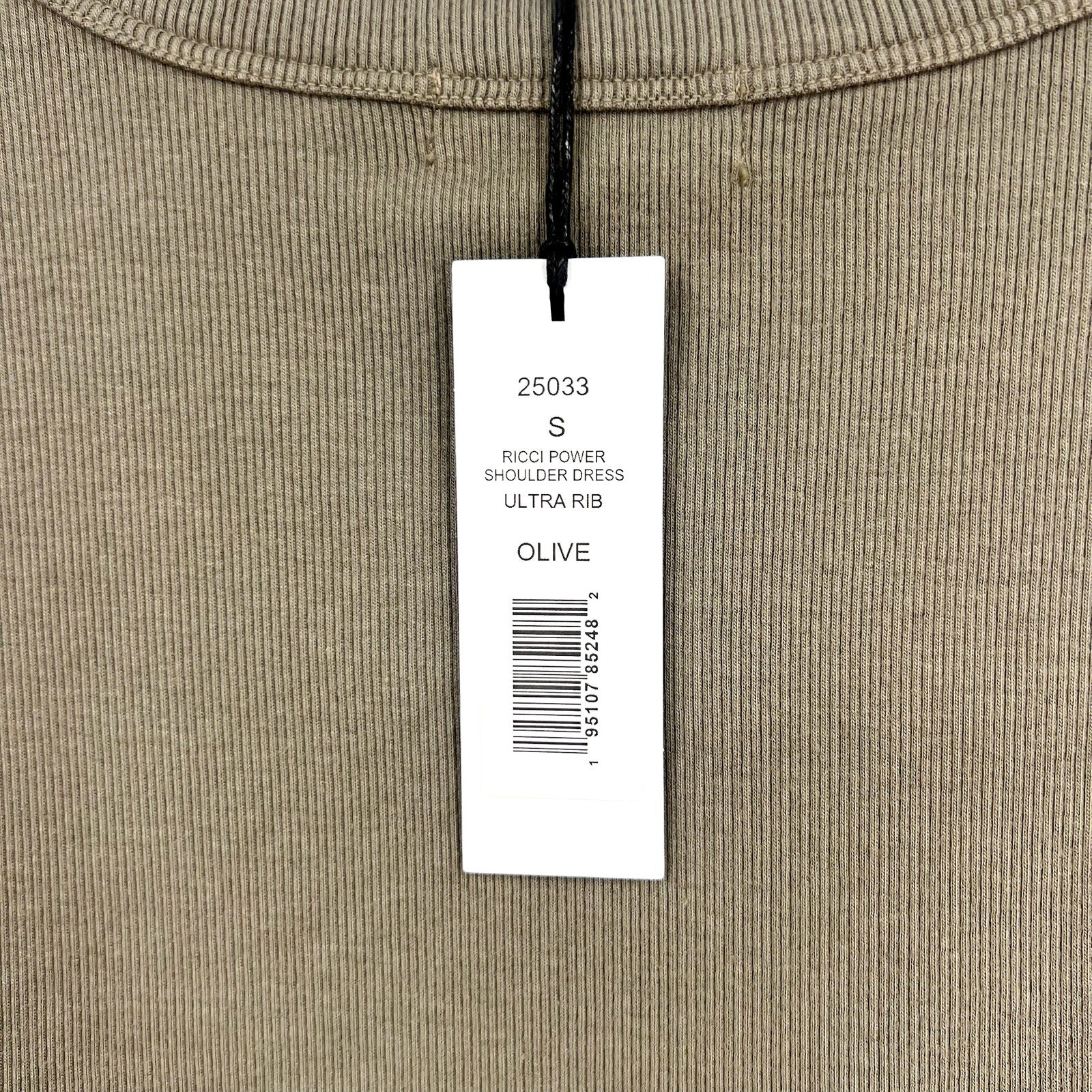 MICHAEL STARS Ricci Power Shoulder Dress Small Olive Green Short Sleeve NWT