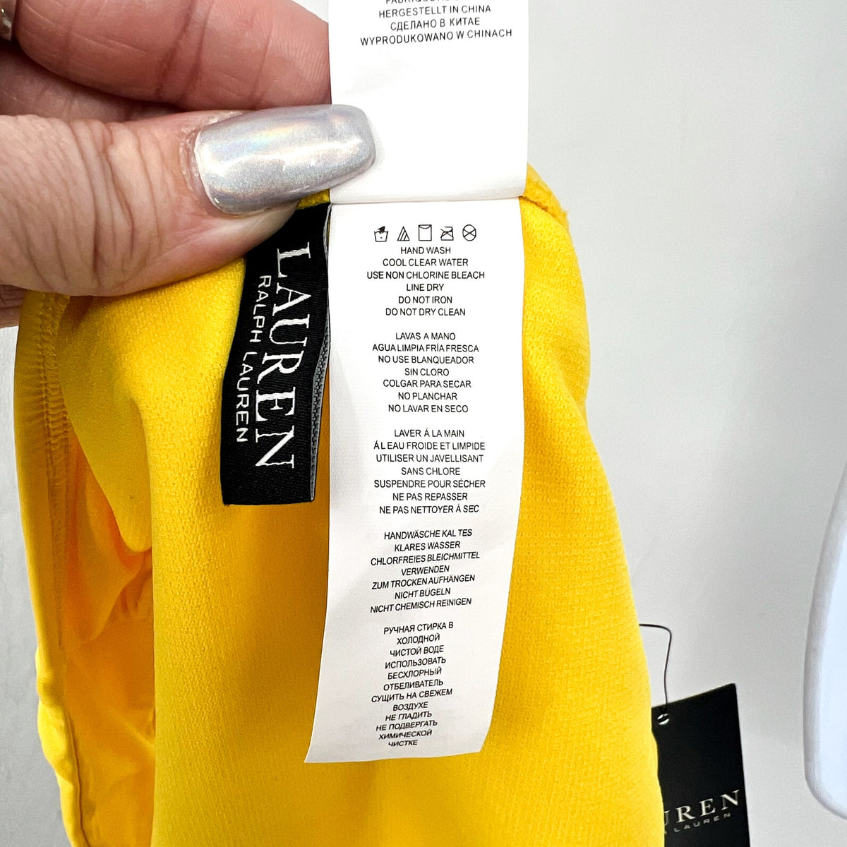 LAUREN RALPH LAUREN Shirred Hipster Bikini Bottom Size 4 Yellow Beach Club NWT