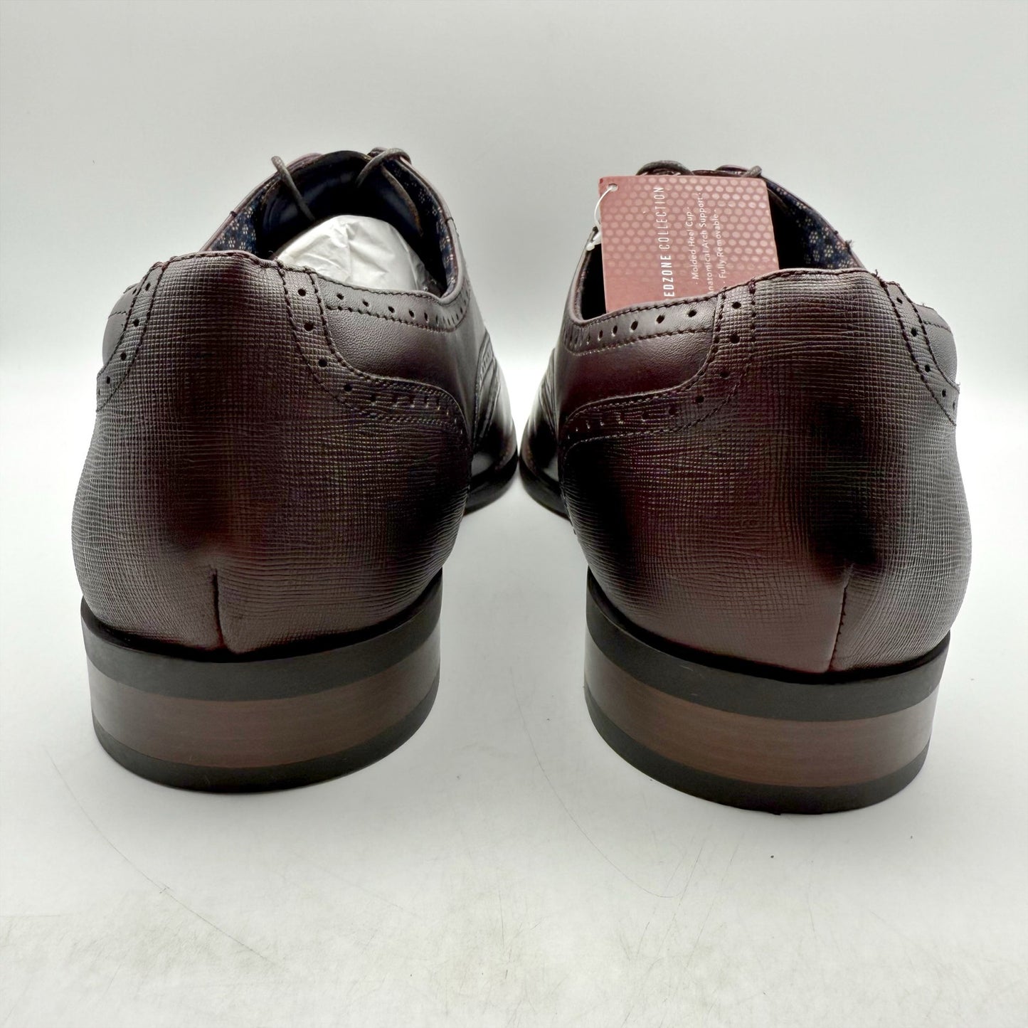 Stacy Adams Mens Kaine Wing Tip Lace-Up Oxford Shoes 15 M Burgundy Leather NWOB