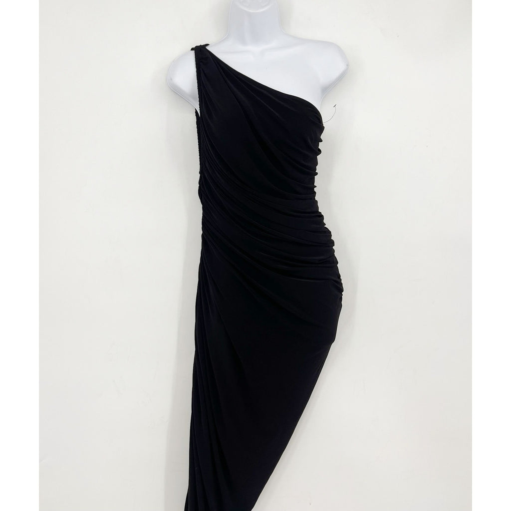 NORMA KAMALI Women's One Shoulder Diana Gown Large Black Asymmetric NWOT
