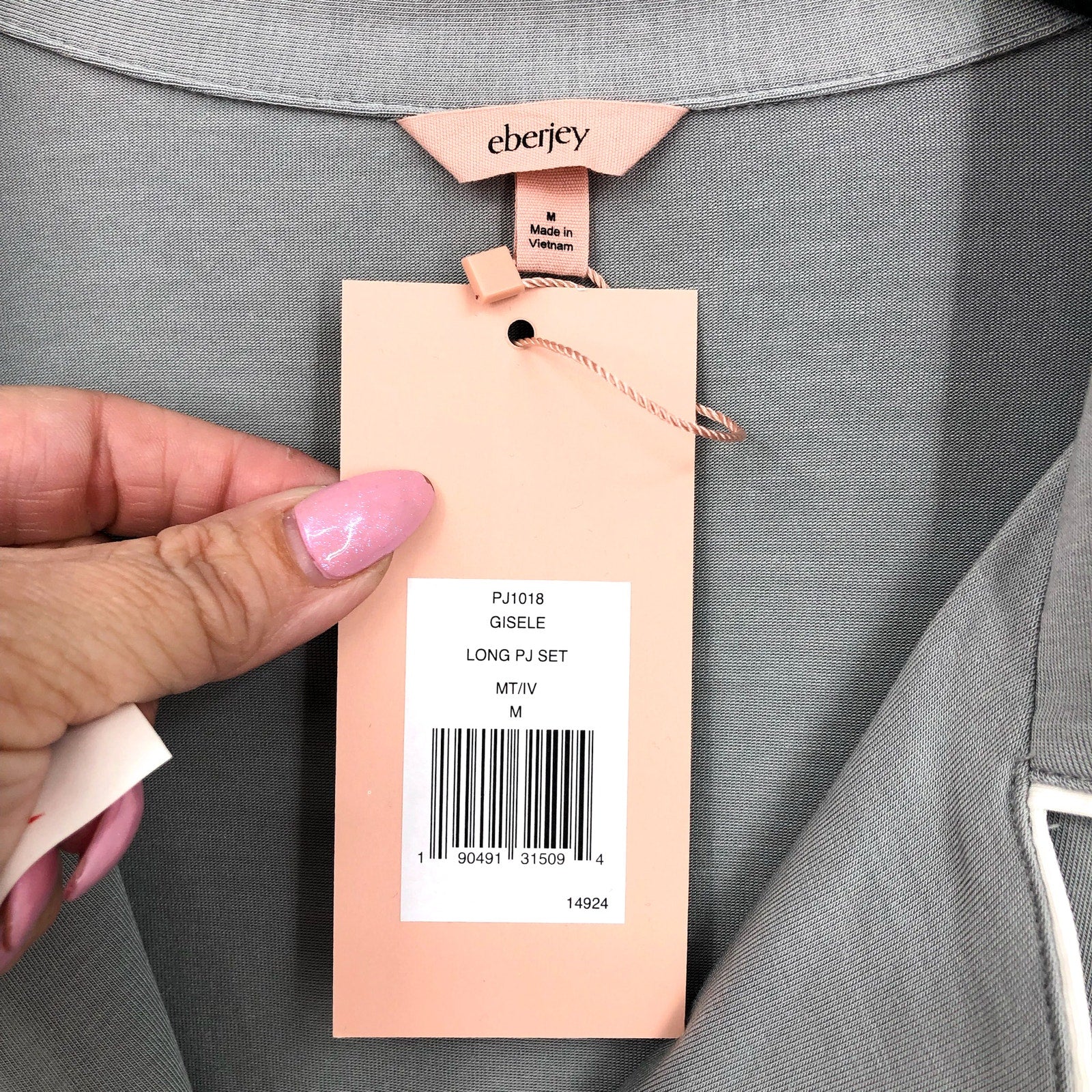 EBERJEY Women's Gisele Long Pajama Set Medium Gray Moonlight TENCEL Modal NWT