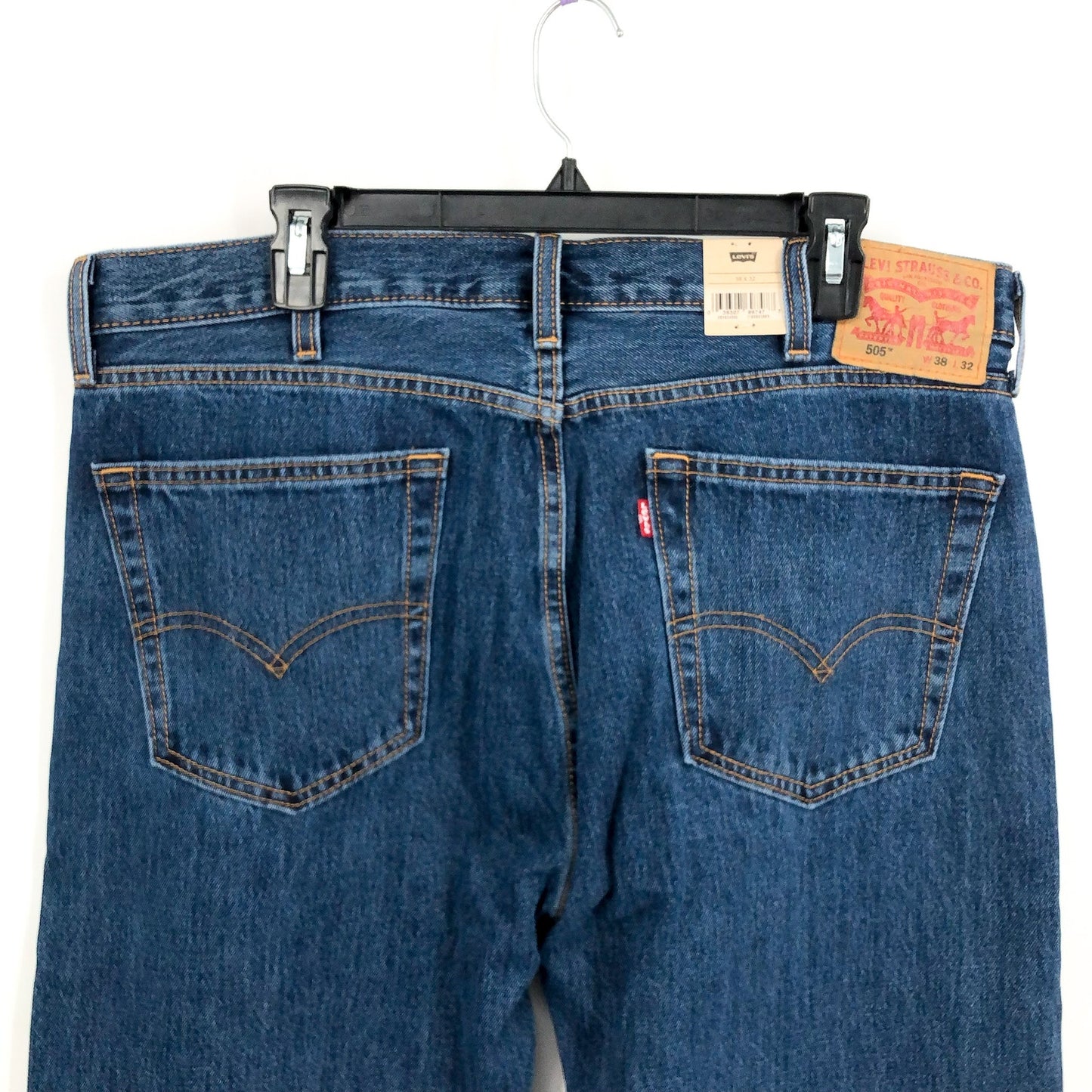 LEVI'S Mens 505 Regular Fit Jeans 38x32 Dark Stonewash Blue Non-Stretch NWT