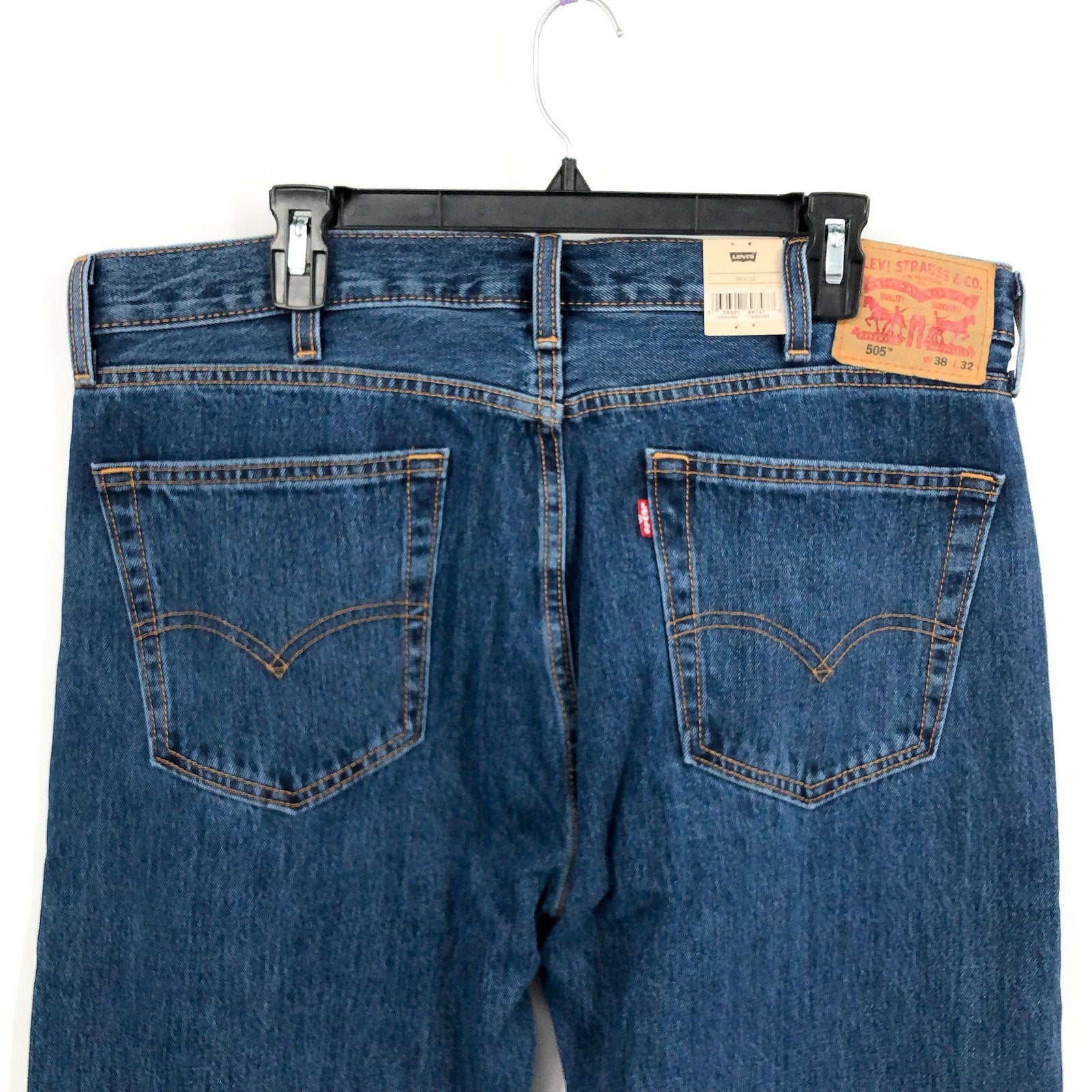 LEVI'S Mens 505 Regular Fit Jeans 38x32 Dark Stonewash Blue 00505-4886 NWT