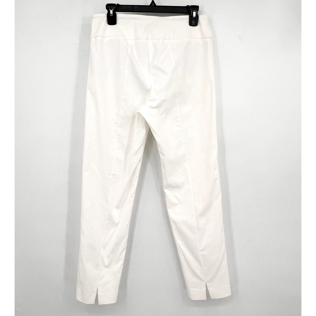 ELLIOTT LAUREN Women's Classic Pull-On Ankle Pants Size 12 White Back Slit NWOT