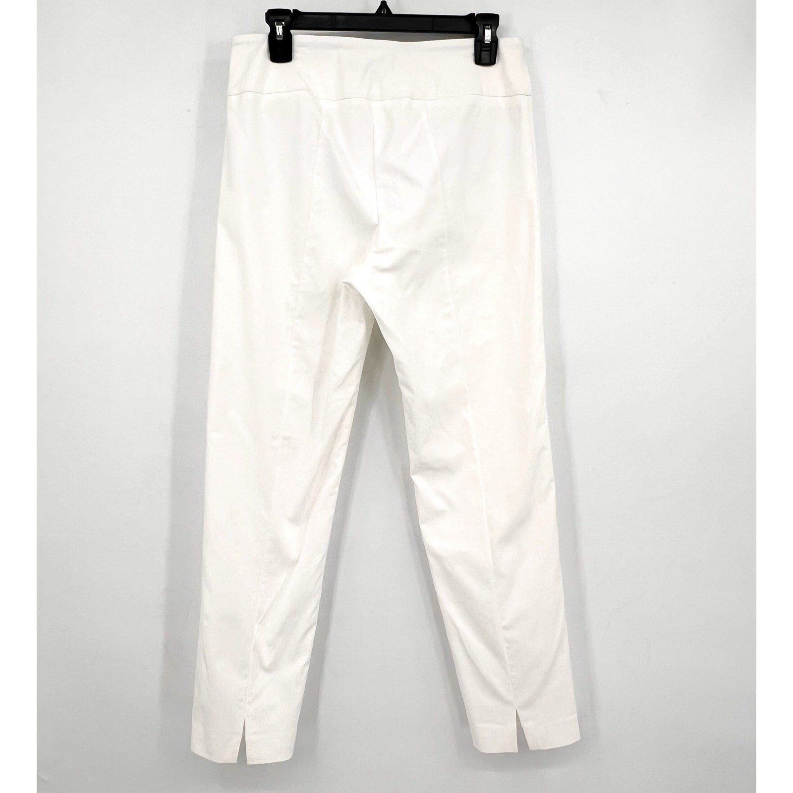 ELLIOTT LAUREN Women's Classic Pull-On Ankle Pants Size 12 White Back Slit NWOT