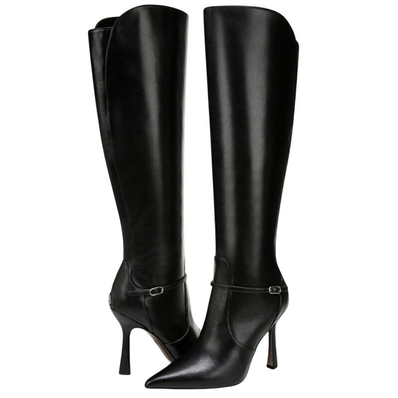 Sam Edelman Womens Elia Above Knee Boots US 6.5 M WIDE CALF Black Leather NIB