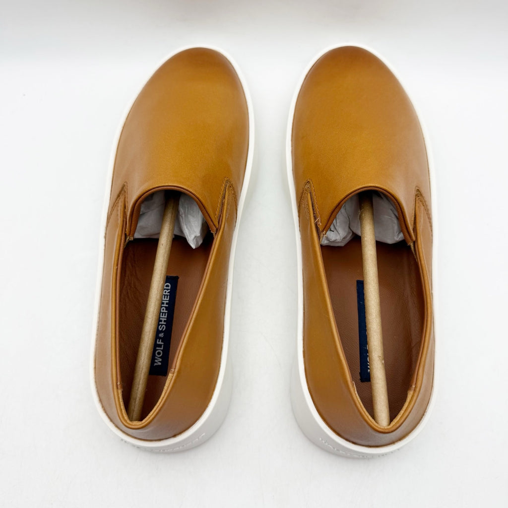 Wolf & Shepherd Womens Cruise Slip On Shoes Size 7 EU 38 Honey Brown White NIB