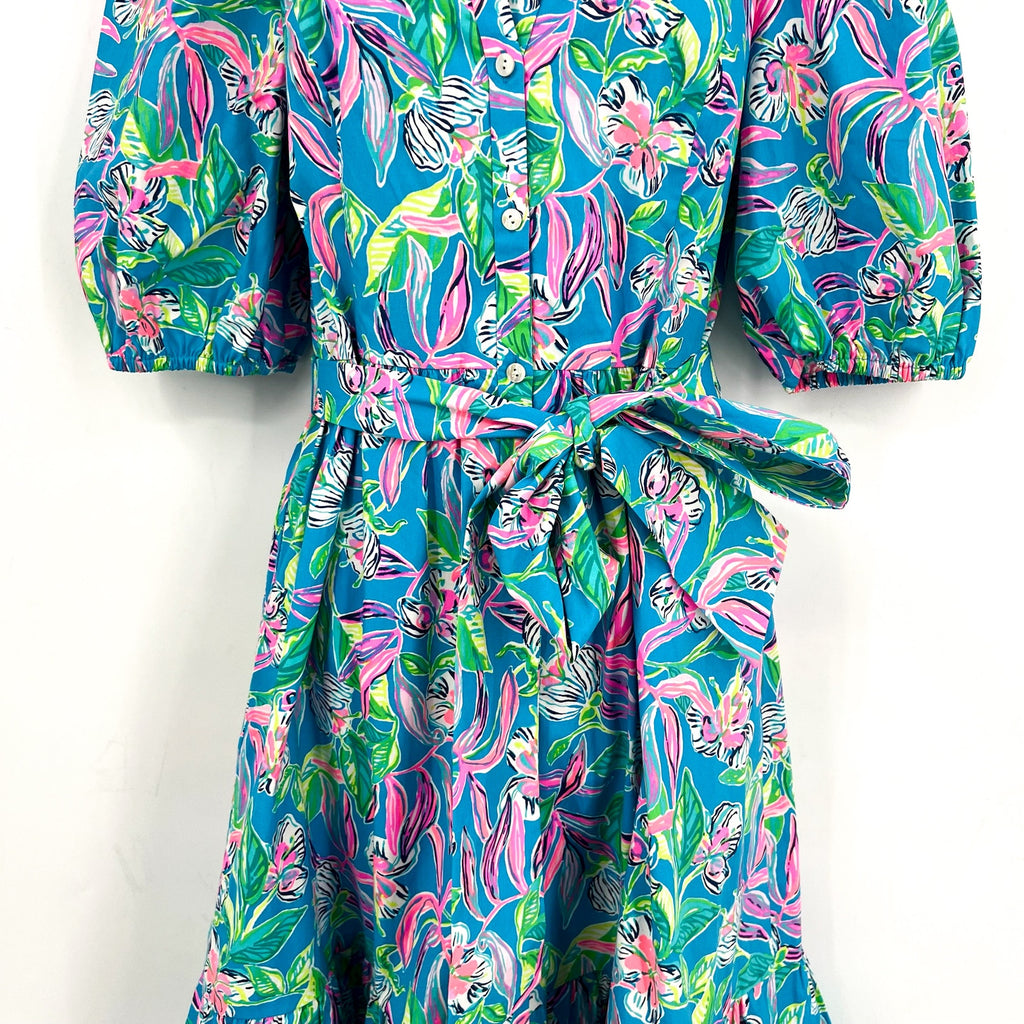 LILLY PULITZER Shona Dress Size 10 Formentera Turquoise Keep on Beleafing NWOT