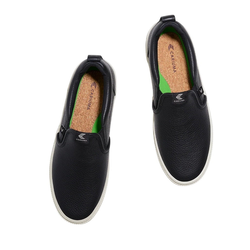 Cariuma Womens  Slip On Sneaker Size 5.5 Black Premium Leather NIB