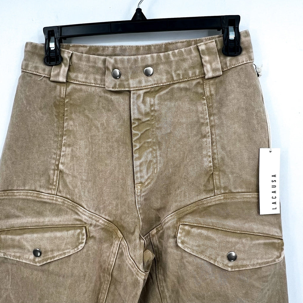LACAUSA Women's Diego Cargo Trouser Jeans Size 4 Sand Mineral Wash High Rise NWT
