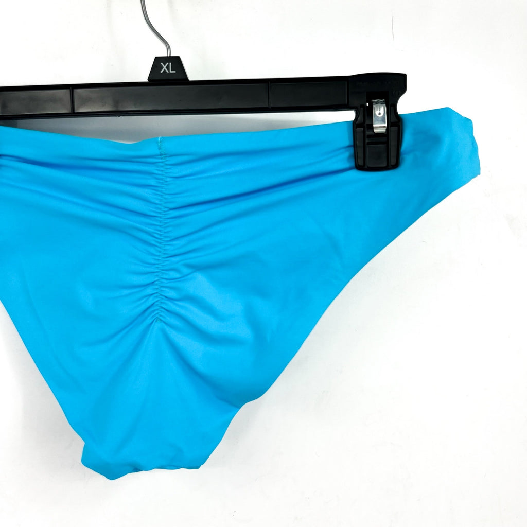 BECCA Women's Garden of Eden Shirred Hipster Bikini Bottom Large Pool Blue NWT
