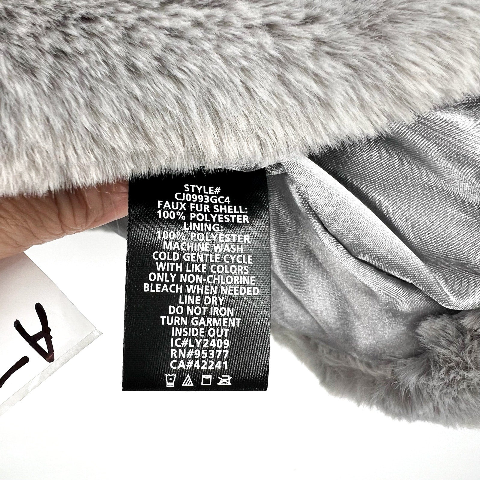 Sanctuary Womens Lux Faux Fur Short Coat Large Light Grey NWT