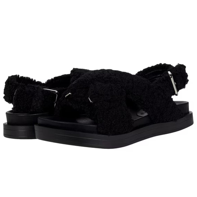 Aerosoles Womens Loma Slippers Size 6.5 M Black Vegan Shearling NIB