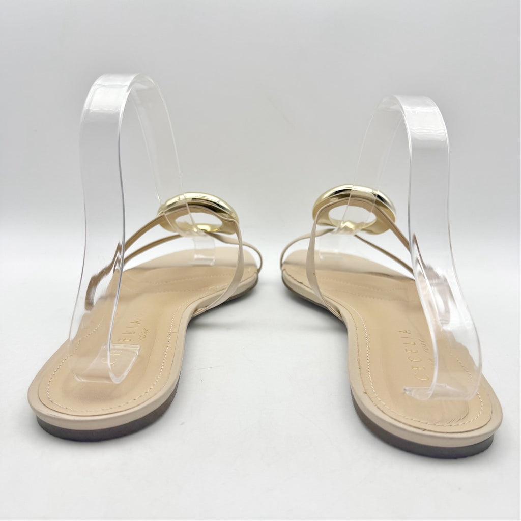 Cecelia New York Womens Mig Slide Sandals US 8.5 Nude Beige Gold Leather NWOB