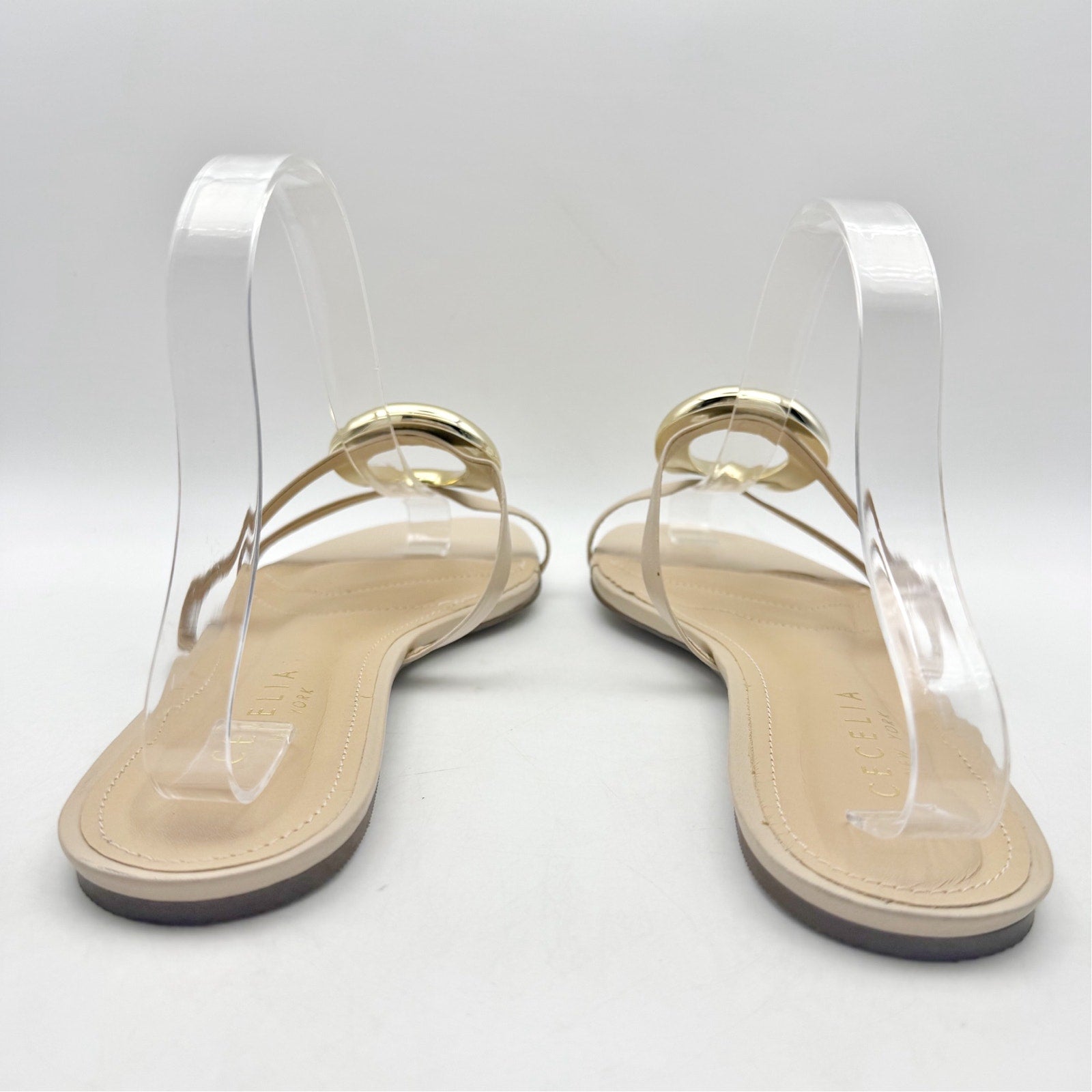 Cecelia New York Womens Mig Slide Sandals US 8.5 Nude Beige Gold Leather NWOB