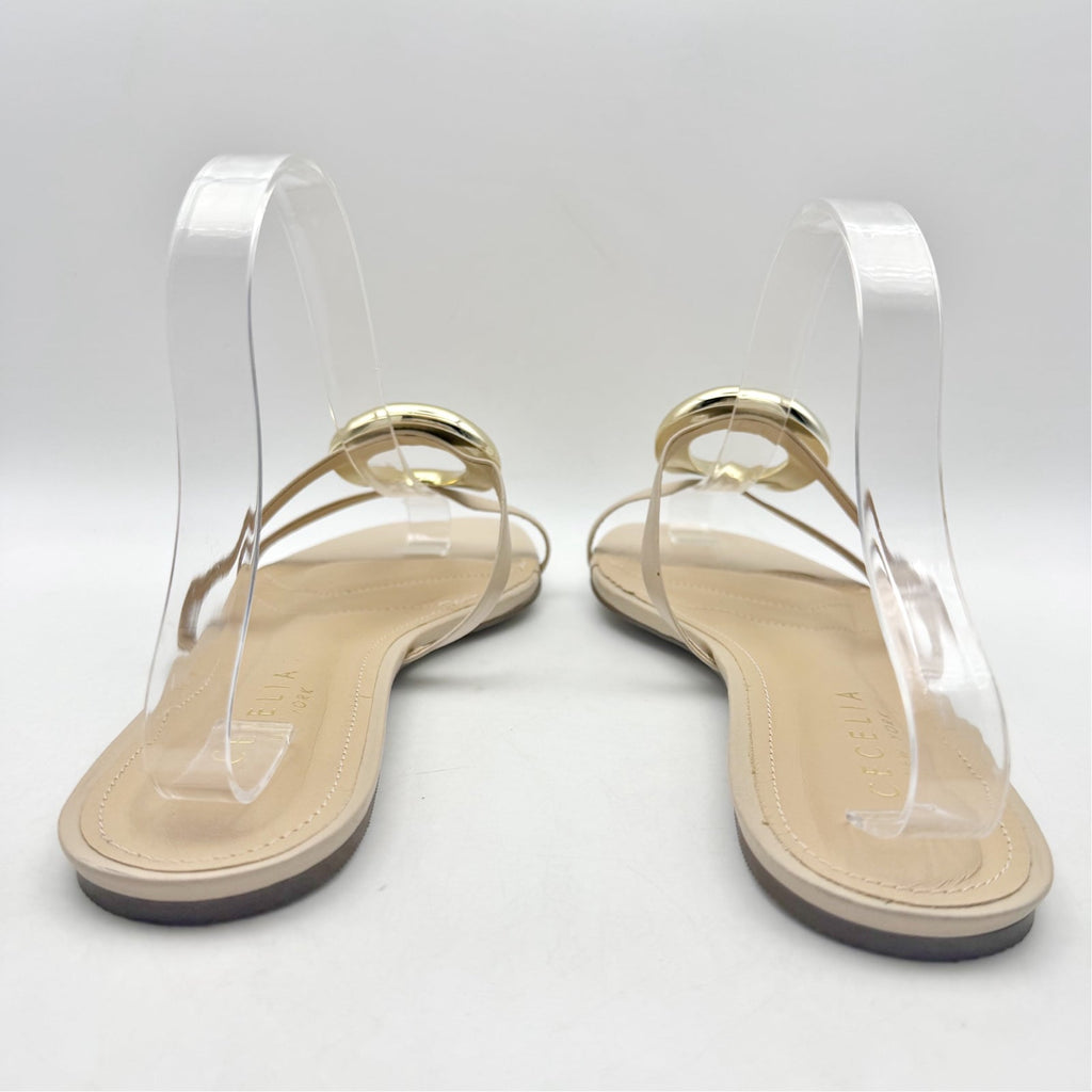 Cecelia New York Womens Mig Slide Sandals US 8.5 Nude Beige Gold Leather NWOB