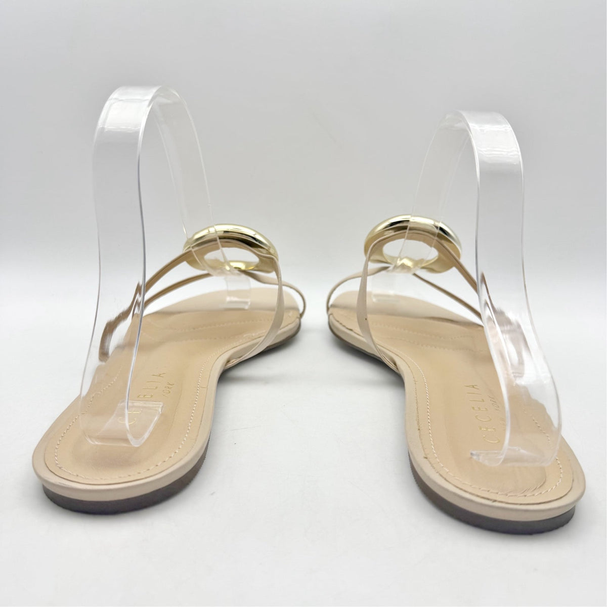 Cecelia New York Womens Mig Slide Sandals US 8.5 Nude Beige Gold Leather NWOB