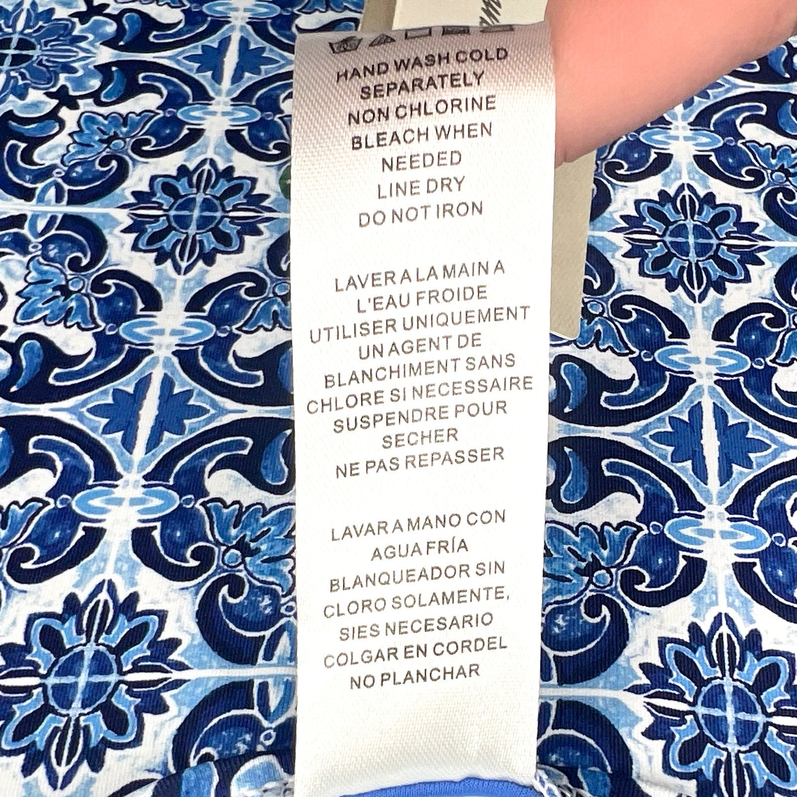 TOMMY BAHAMA Terrazzo Tile One-Piece Swimsuit Size 4 Palace Blue Tie-Front NWT