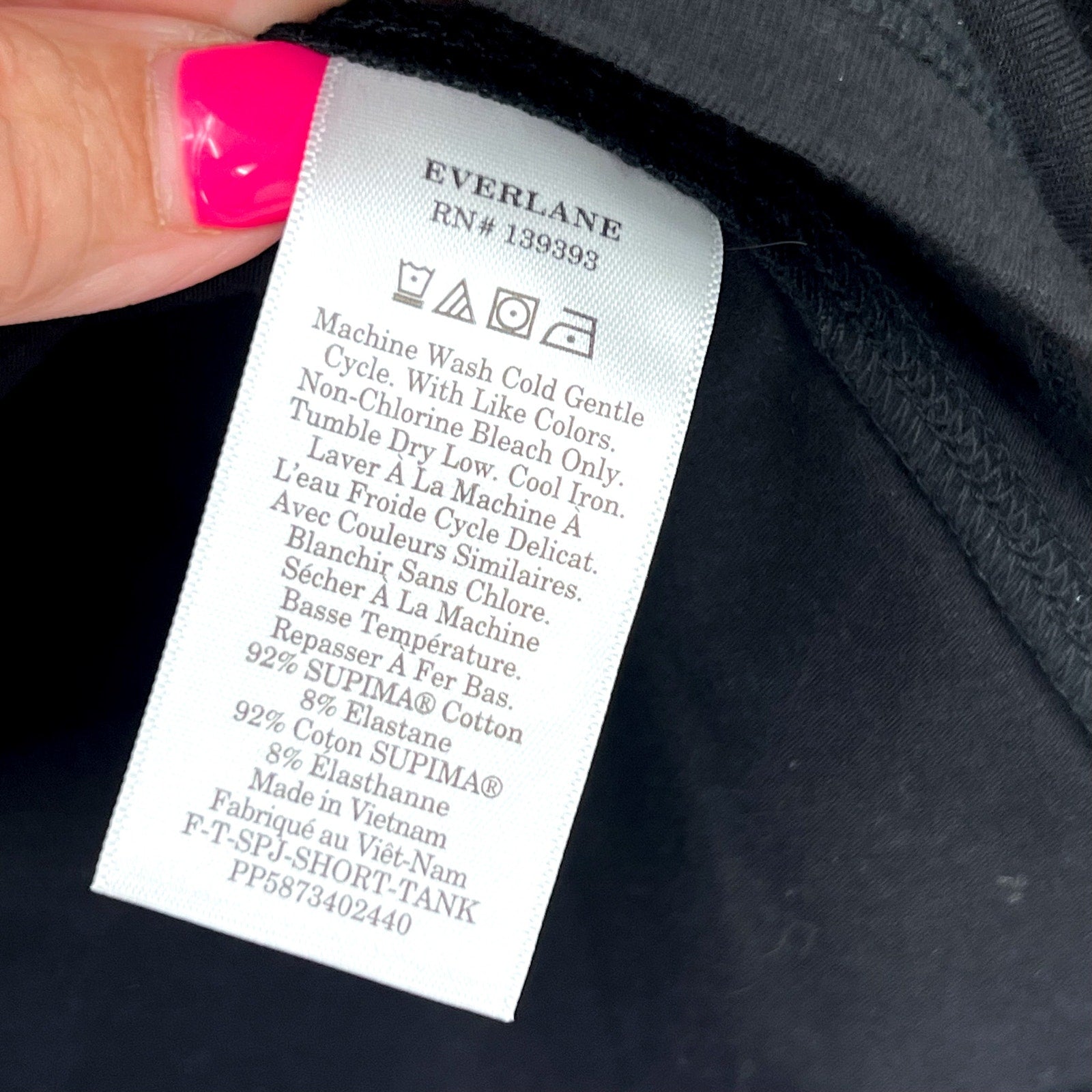 EVERLANE Women's The Supima Form Tank Top XS Black Sleeveless Crewneck NWT