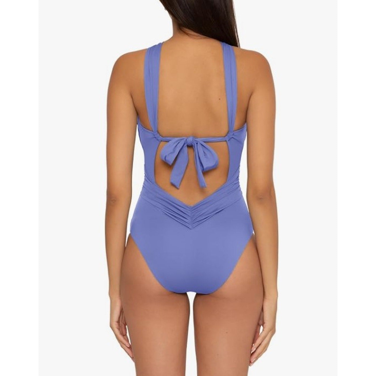 BECCA Women's Gracelyn High Neck One Piece Swimsuit Large Blue Cornflower NWT