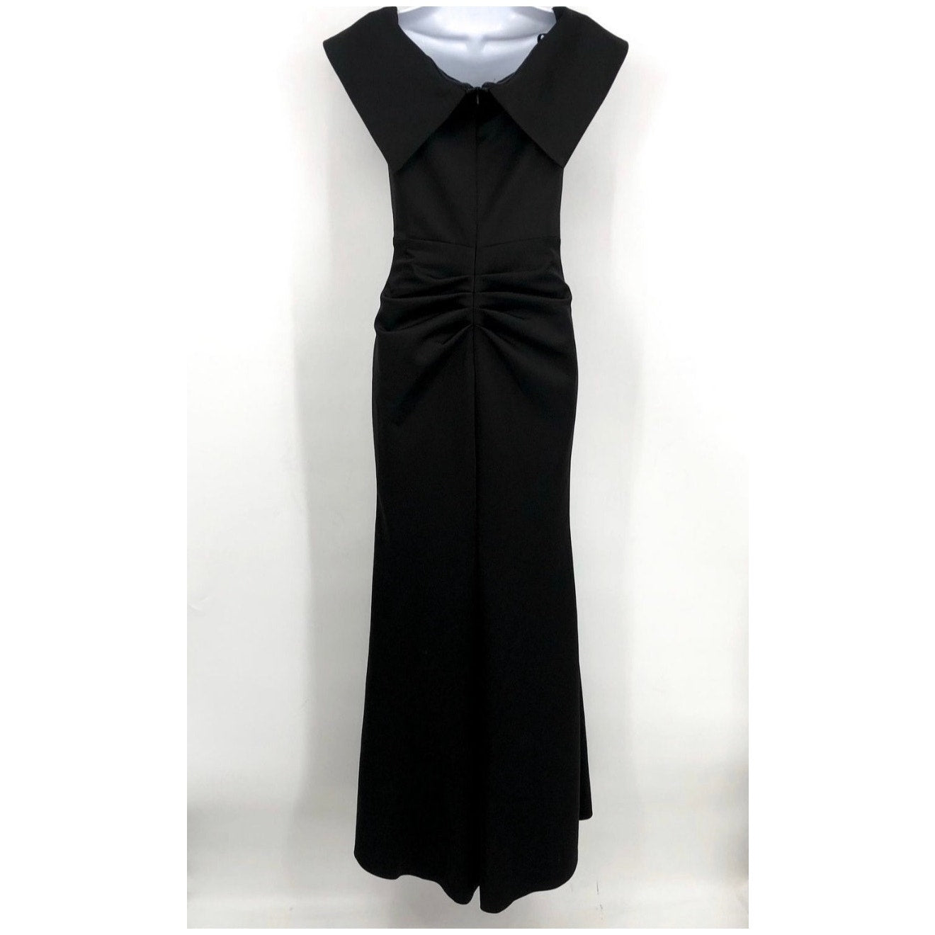 XSCAPE Women's Scuba Off The Shoulder Gown Size 14 Black Ruffle Crepe NWT