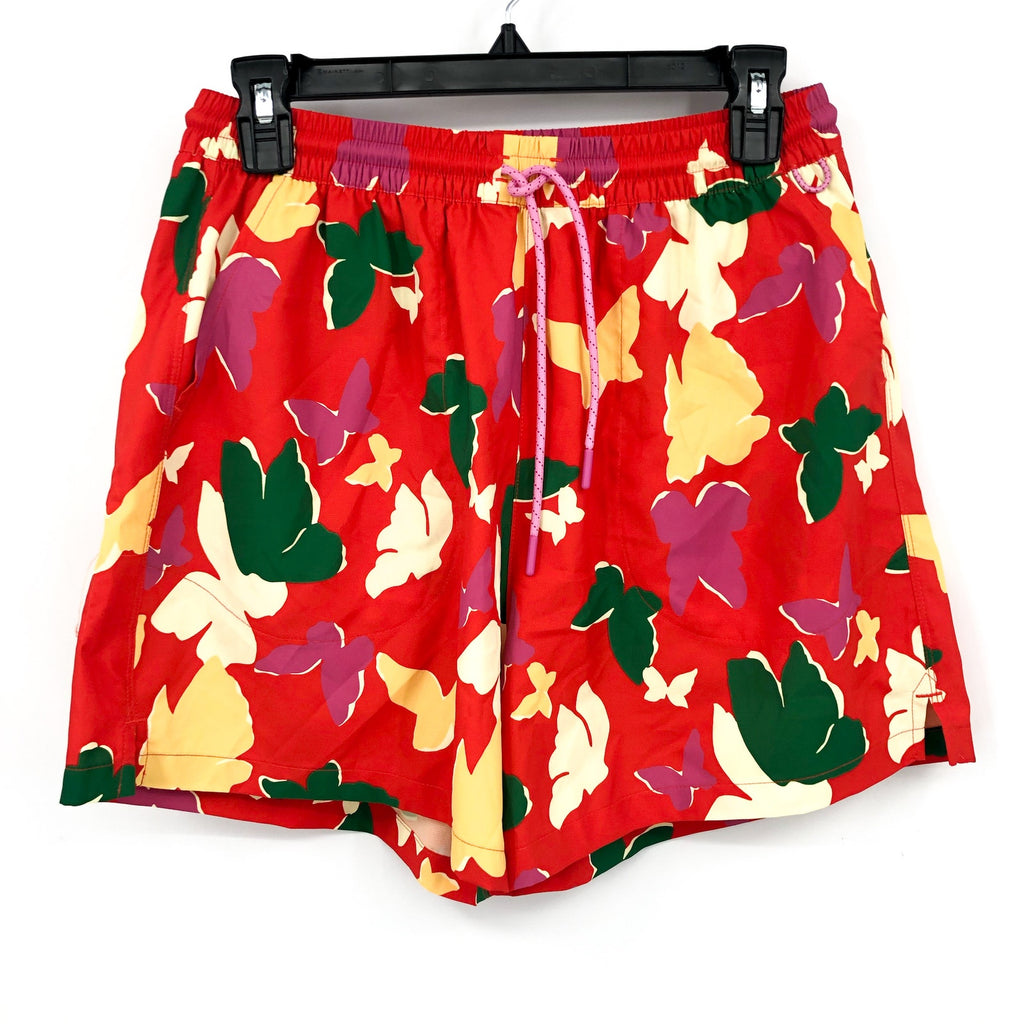 OUTDOOR VOICES Women SolarCool 5" Beach Shorts Small Red Butterfly Floral NWT