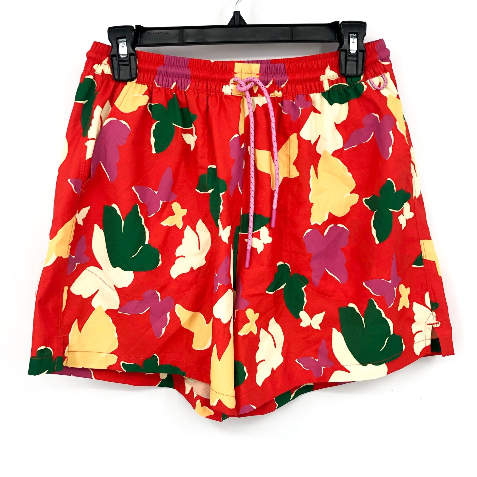 OUTDOOR VOICES Women SolarCool 5" Beach Shorts Small Red Butterfly Floral NWT